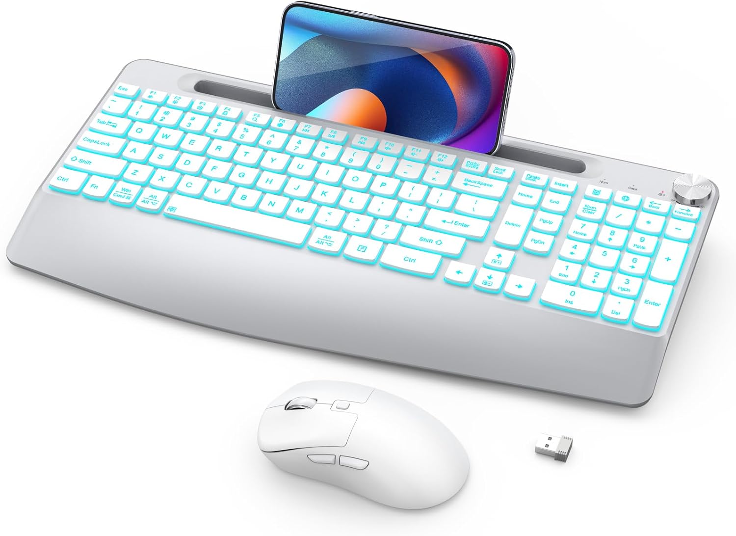 Set Tastiera E Mouse Wireless Retroilluminato – 7 Colori LED E 2 Modalità, Ricaricabile Per Ufficio E Scuola