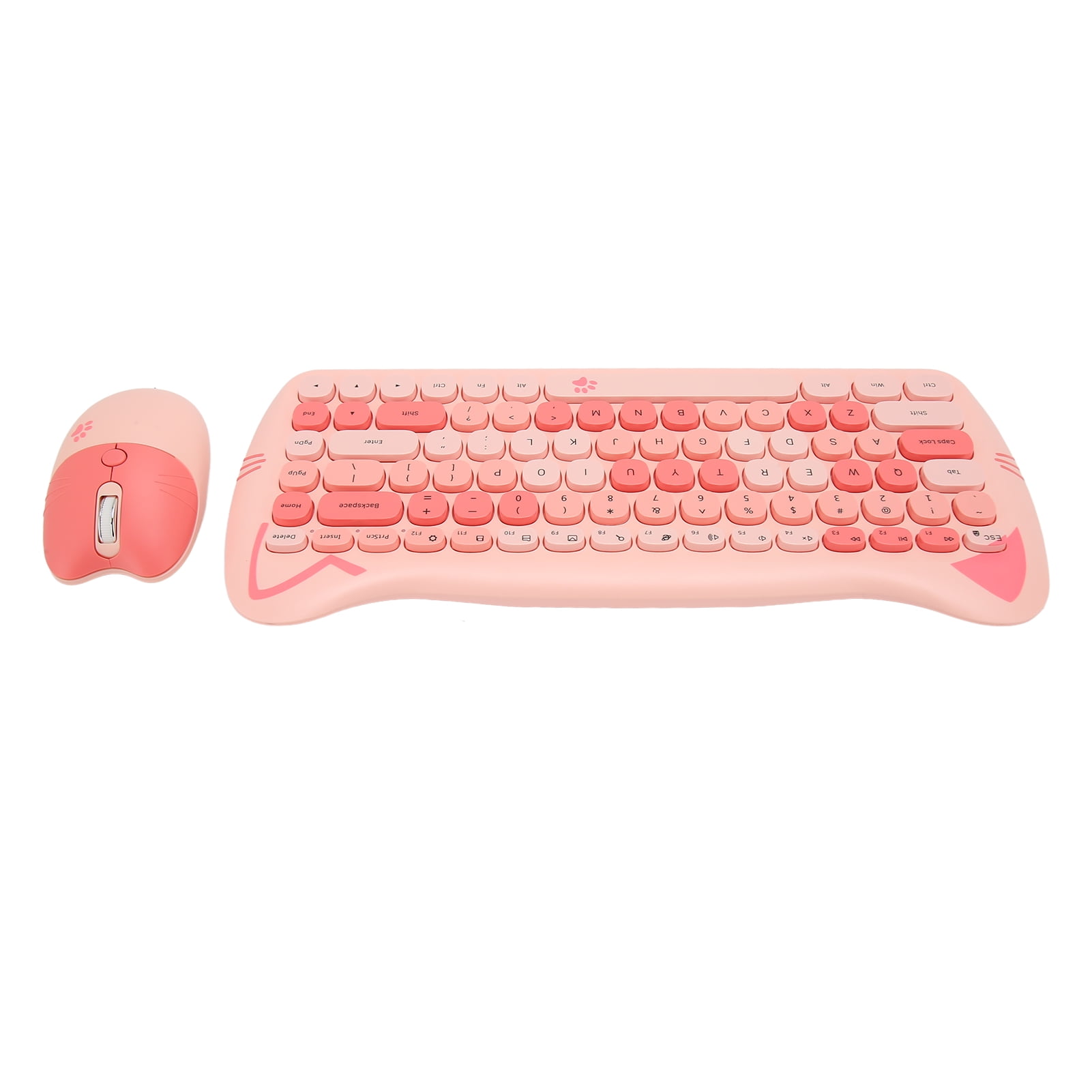 Wireless Keyboard Mouse, Cat Shape Comfortable Cute Keyboard And Mouse