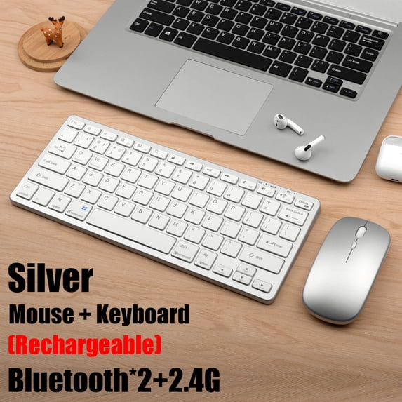 Wireless Keyboard & Mouse Combo - 2.4G/Bluetooth 5.0, 3-Mode Mini Set for Laptop/PC