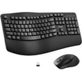 thumbnail image 1 of Wireless Keyboard and Mouse Combo,2.4G Full Size Wave Keys Ergonomic Keyboard with Wrist Rest for Natural Typing, 3 DPI Adjustable Ergonomic Silent Mouse for Computer/Laptop/Windows/Mac (Black), 1 of 4