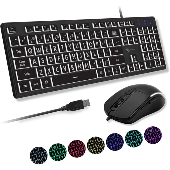 Wireless Keyboard and Mouse Combo, 2.4G Full Size Wave Keys Ergonomic with Wrist Rest, Phone Holder, 3-Level DPI Silent 6-Buttons, for Windows, Mac OS, Laptop, PC (Black)