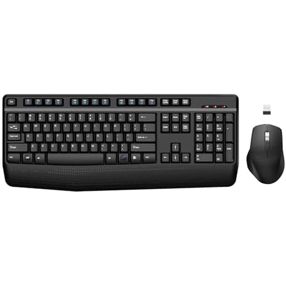 Wireless Keyboard and Mouse Combo,  2.4G Full-Sized Ergonomic Computer Keyboard with Wrist Rest and 3 Level DPI Adjustable Wireless Mouse for Windows, Mac OS Desktop/Laptop/PC (Dark Gray)