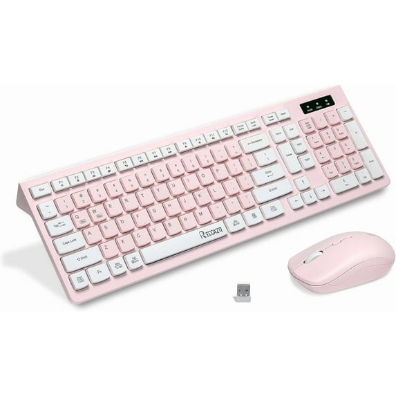 Wireless Keyboard and Mouse Combo, 2.4G Full-Sized Keyboard and Mouse ...
