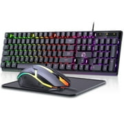 Wired Gaming Keyboard and Mouse Combo,104Keys Full-Sized Ergonomic Computer Keyboard & Mouse Sets for Windows,Mac OS Desktop/Laptop/PC Gamers