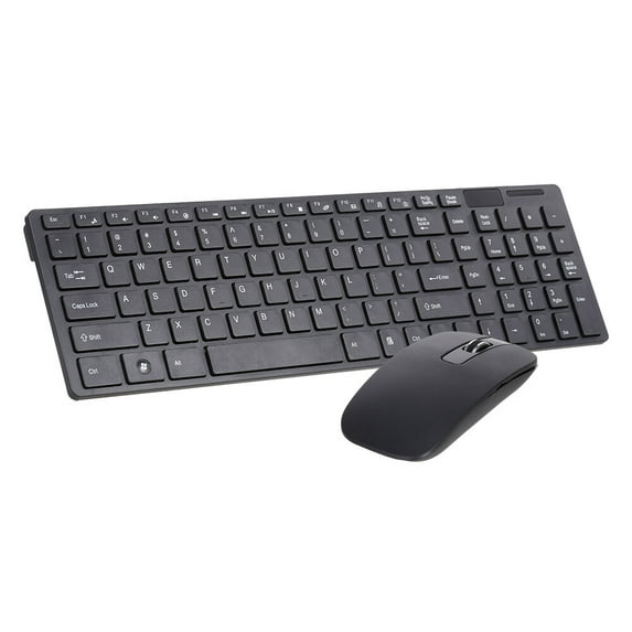 Wireless Keyboard Mouse Combo 2.4GHz Wireless Keyboard 1200DPI Optical Mouse for Home Office Use Share 1 USB Receiver, Black