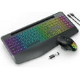 Wireless Keyboard and Mouse Combo with 9Color Backlit, Wrist Rest