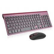 Wireless Keyboard Mouse Combo, Cimetech Compact Wireless Keyboard and Mouse Set 2.4G USB Ultra-Thin Sleek Design for PC/Laptop/Windows(Wine Red)
