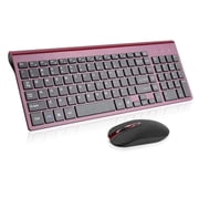 Wireless Keyboard Mouse Combo, Cimetech Compact Wireless Keyboard and Mouse Set 2.4G USB Ultra-Thin Sleek Design for PC/Laptop/Windows(Wine Red)