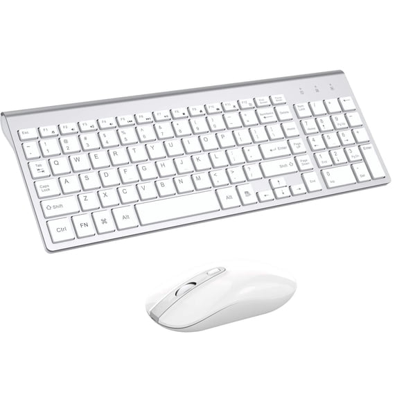 Wireless Keyboard and Mouse Combo, Cimetech Quiet Keyboard and Adjustable DPI Mouse Set, 2.4GHz USB Ultra Slim Silent Computer Keyboard and Mouse for Laptop, PC, Notebook, Desktop-Silver