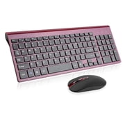 Wireless Keyboard Mouse Combo, Cimetech Compact Wireless Keyboard and Mouse Set 2.4G USB Ultra-Thin Sleek Design for PC/Laptop/Windows(Wine Red)