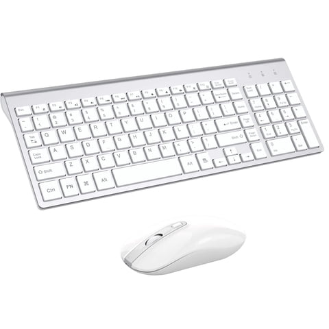 Wireless Keyboard and Mouse Combo, Cimetech Quiet Keyboard and Adjustable DPI Mouse Set, 2.4GHz USB Ultra Slim Silent Computer Keyboard and Mouse for Laptop, PC, Notebook, Desktop-Silver
