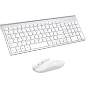 Wireless Keyboard and Mouse Combo, Cimetech Quiet Keyboard and Adjustable DPI Mouse Set, 2.4GHz USB Ultra Slim Silent Computer Keyboard and Mouse for Laptop, PC, Notebook, Desktop-Silver