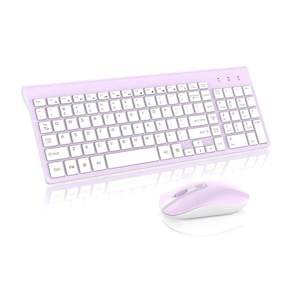 Wireless Keyboard and Mouse Combo, Cimetech Quiet Keyboard and Adjustable DPI Mouse Set, 2.4GHz USB Ultra Slim Silent Computer Keyboard and Mouse for Laptop, PC, Notebook, Desktop-Purple