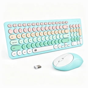 Wireless Keyboard and Mouse Combo, 96-Key Retro Typewriter Keyboard with Round Keycaps, Cute Aesthetic Design, Quiet Typing, 2.4G Plug & Play, Home Office & Dorm Setup – Sage Green