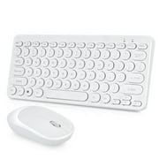 Wireless Keyboard and Mouse Combo, Compact Quiet Wireless Keyboard and Mouse Set 2.4G Ultra-Thin Sleek Design for Windows, Computer, Desktop, PC, Notebook, Laptop White