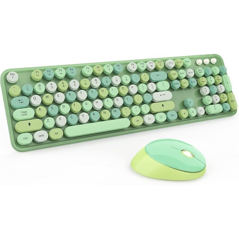 Wireless Keyboard and Mouse Combo, Cute Colorful 104-Key Typewriter ...