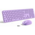 thumbnail image 1 of Wireless Keyboard and Mouse Combo - Full Size 2.4G USB Wireless Keyboard Mouse Set, Quiet Cordless Computer Keyboard Mouse for Windows, Laptop, PC - Purple, 1 of 4