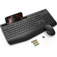 thumbnail image 1 of Wireless Keyboard and Mouse Combo - Full Size Ergonomic Wrist Rest, Silent Typing, Phone Holder, 2.4 GHz, 3 Level DPI, Batteries Powered, KM23D Set Compatible with PC, Laptop, Windows, macOS -, 1 of 4
