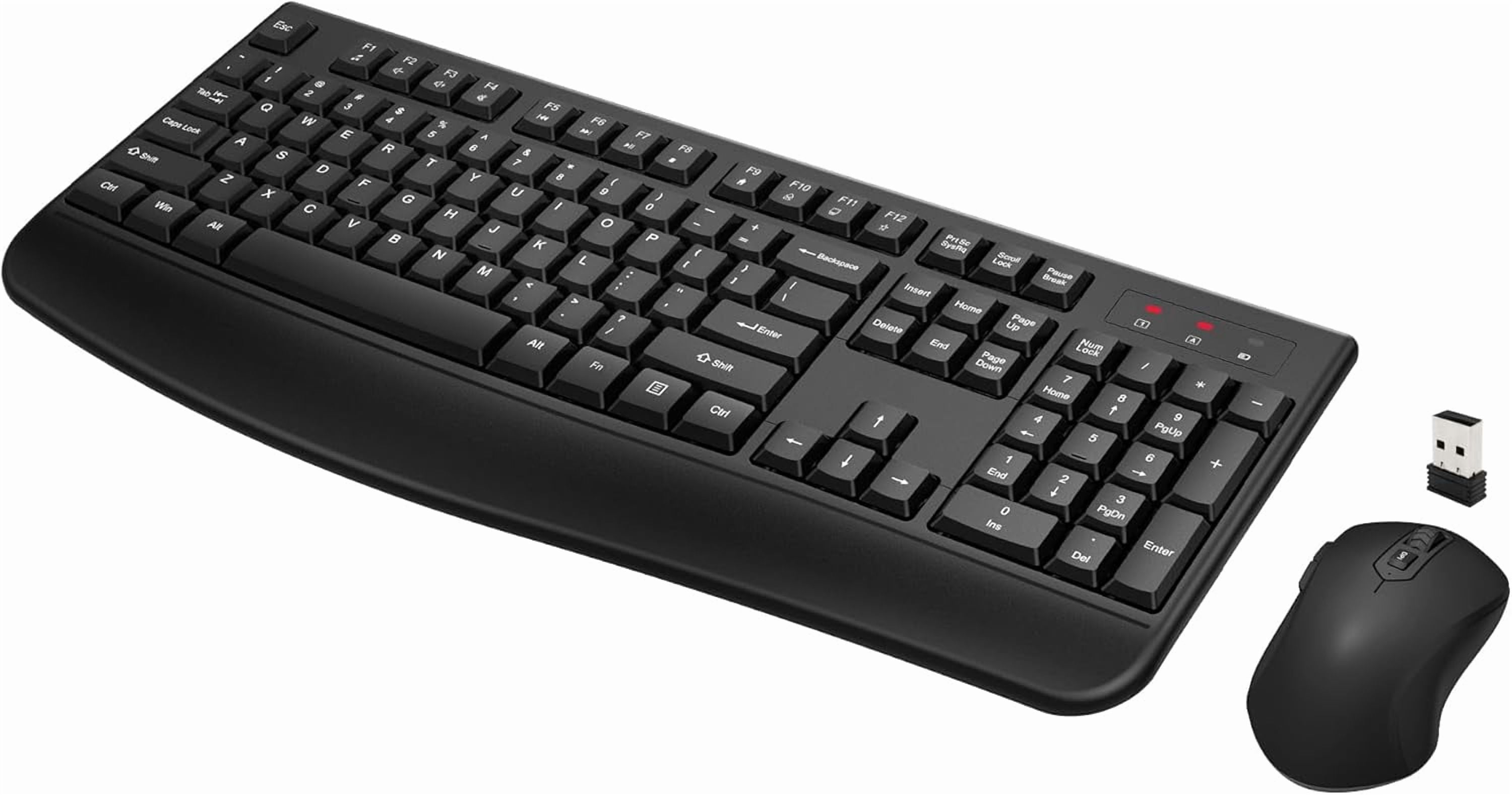 Wireless Keyboard and Mouse Combo, Full-Sized 2.4GHz Wireless Keyboard ...