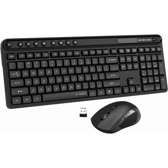 Wireless Keyboard and Mouse Combo, Full-Sized Computer Wireless Keyboard and Optical Mouse, 2.4Ghz USB Lag-Free Cordless Combo, for Windows, Mac OS PC/Desktop/Laptop