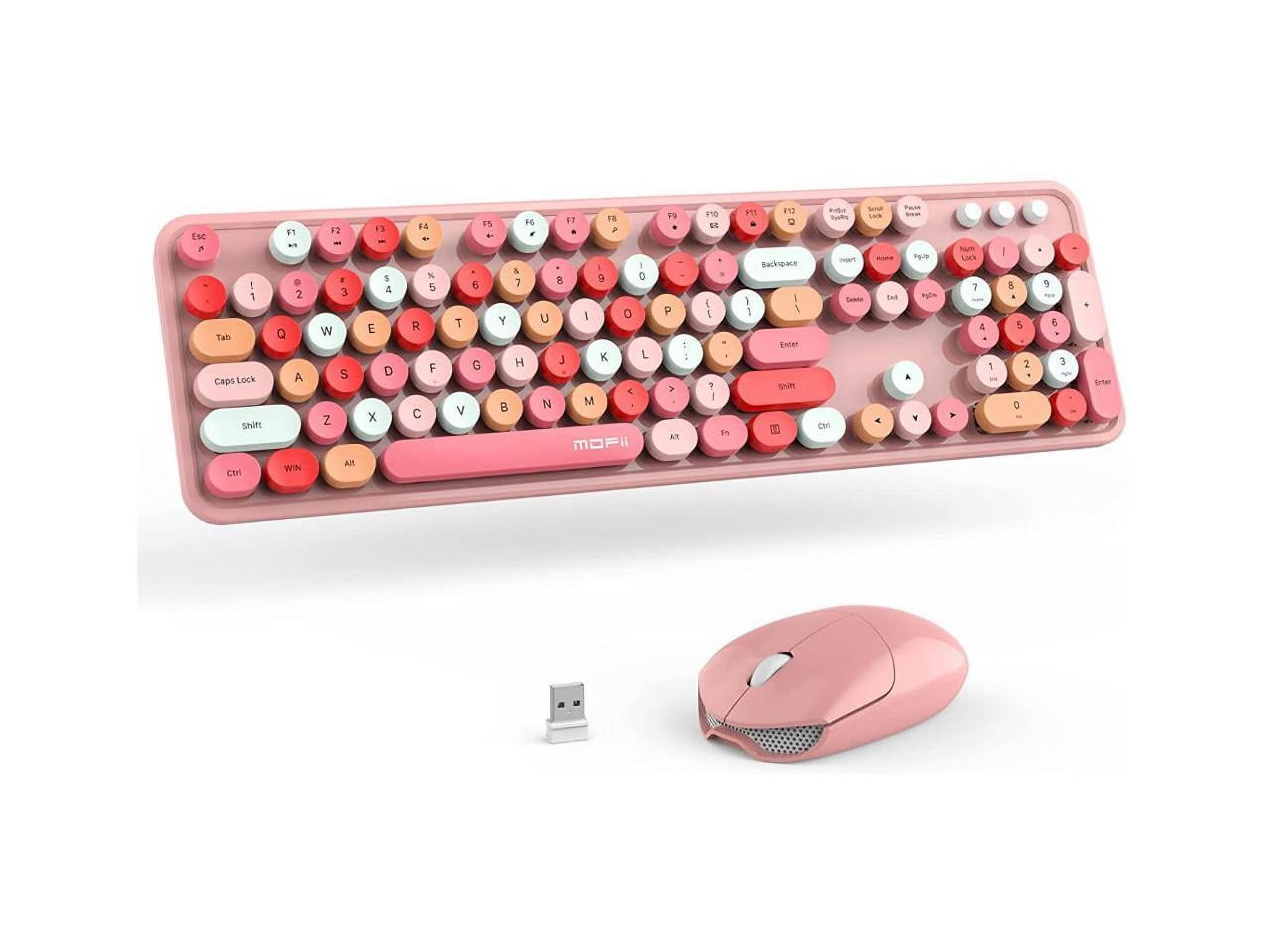 Wireless Keyboard and Mouse Combo, MOFii Cute Retro Keyboard with ...