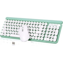 Wireless Keyboard and Mouse Combo, RaceGT Typewriter Keyboard Mouse Combo, 2.4G Silent USB Mouse, Quiet Cordless Cute Retro Keyboard Mouse Set, for Windows, Computer, Desktop, PC, Laptop, Green