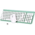 thumbnail image 1 of Wireless Keyboard and Mouse Combo, RaceGT Typewriter Keyboard Mouse Combo, 2.4G Silent USB Mouse, Quiet Cordless Cute Retro Keyboard Mouse Set, for Windows, Computer, Desktop, PC, Laptop, Green, 1 of 9
