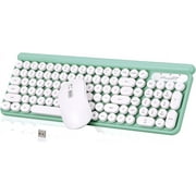 Wireless Keyboard and Mouse Combo, RaceGT Typewriter Keyboard Mouse Combo, 2.4G Silent USB Mouse, Quiet Cordless Cute Retro Keyboard Mouse Set, for Windows, Computer, Desktop, PC, Laptop, Green