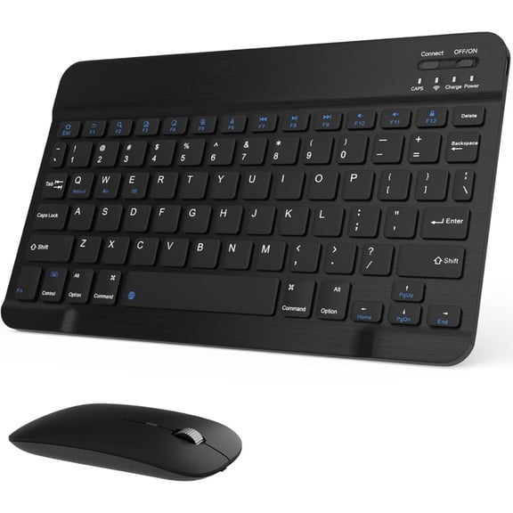 Wireless Keyboard and Mouse Combo, Rechargeable Bluetooth Keyboard & Mouse with 2.4 GHz Wireless USB Receiver, Compatible with iPad, Smartphone, PC, Laptop, Windows/iOS/Android, White
