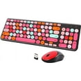thumbnail image 1 of Wireless Keyboard and Mouse Combo, Retro Typewriter with Round Keycaps, 2.4GHz USB Cute for Computer, Desktop, Laptop Computer (-Colorful), 1 of 4