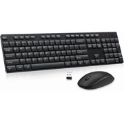 Wireless Keyboard and Mouse Combo, Silent Full Size Cordless USB Mouse, 2.4GHz Lag-Free, Long Battery Life, for Computer, Laptop, PC, Chromebook, Windows Black, 1 Pack