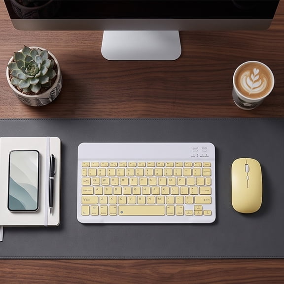 Wireless Keyboard Mouse Combo, Slim Rechargeable Set, Portable Bluetooth Peripherals, Pairs Multiple Devices and Offers Quiet Typing for Tablet, Laptop, and Smartphone.