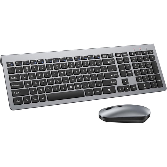 Wireless Keyboard and Mouse Combo,Ultra Slim Design Full Size Keyboard and 3 DPI Adjustable Optical Mouse,Sleep Mode,2.4G Lag-Free Cordless Keyboard Mice Set for Computer,Laptop,PC,Mac,Windows