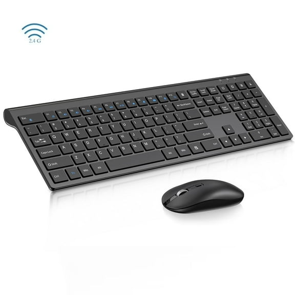 Wireless Keyboard and Mouse Combo, cimetech 2.4G Full-Sized Ultra-Slim Keyboard and 3 Level DPI Adjustable Quiet Cordless USB Mouse for Computer/Laptop/PC/Windows (Black)
