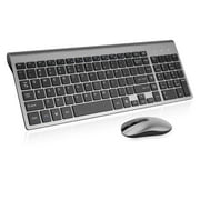 Wireless Keyboard Mouse Combo, cimetech Compact Full Size Wireless Keyboard and Mouse Set 2.4G Ultra-Thin Sleek Design for Windows, Computer, Desktop, PC , Notebook - (Grey)