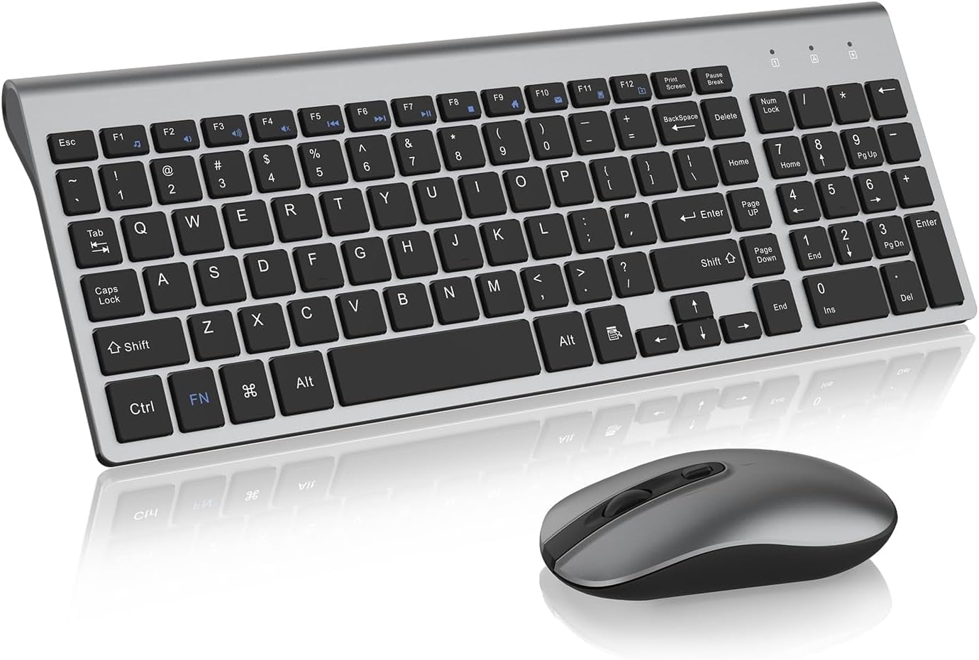 Wireless Keyboard Mouse Combo, cimetech Compact Full Size Wireless Keyboard and Mouse Set 2.4G Ultra-Thin Sleek Design for Windows, Computer, Desktop, PC , Notebook - (Grey)