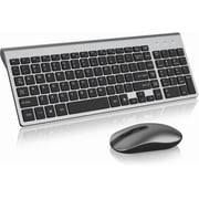 Wireless Keyboard and Mouse Combo, Cimetech Quiet Keyboard and Adjustable DPI Mouse Set, 2.4GHz USB Ultra Slim Silent Computer Keyboard and Mouse for Laptop, PC, Notebook, Desktop-Gray