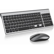 Wireless Keyboard and Mouse Combo, Cimetech Quiet Keyboard and Adjustable DPI Mouse Set, 2.4GHz USB Ultra Slim Silent Computer Keyboard and Mouse for Laptop, PC, Notebook, Desktop-Gray