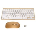 thumbnail image 1 of Wireless Keyboard and Mouse with LED Indicator, Not Glow Design, Not Disturb Anyone at Night, Waterproof, Intelligent Power Saving for Windows, Computer, Desktop, PC, Notebook, Laptop - Gold, 1 of 7