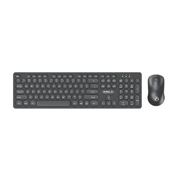 Wireless Keyboard & Mouse Set, Black, Single Piece with Receiver for two & 104 Full Keys Layout