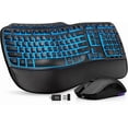 thumbnail image 1 of Ergonomic Wireless Keyboard and Mouse Combo, 4000mAh Rechargeable Backlit Keyboard with Lambskin Wrist Rest, Wave Keys, 10M Keystroke, USB-A/C Plug & Play for Windows Mac Chrome OS, 1 of 9