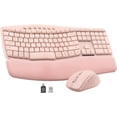 thumbnail image 1 of Wireless Keyboard Mouse Combo,Quiet Wave Keyboard with Leather Palm Rest, Ergonomic Mouse, Dual-System Switch, Plug & Play for Home Office,Pink, 1 of 8