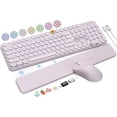 thumbnail image 1 of Wireless Keyboard and Mouse Combo, Backlit Typewriter Keyboard with Magnetic Wrist Rest, Retro Round Keycaps, 2.4GHz Cordless, Dusty Lavender, 1 of 8