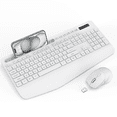 thumbnail image 1 of Wireless Keyboard and Mouse Combo, Full-Size Ergonomic Set with Wrist Rest & Phone Holder, 2.4G Wireless Plug & Play for PC, Laptop, Home & Office Use White, 1 of 9