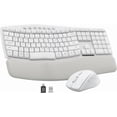 thumbnail image 1 of Wireless Keyboard Mouse Combo,Quiet Wave Keyboard with Leather Palm Rest, Ergonomic Mouse, Dual-System Switch, Plug & Play for Home Office,White, 1 of 8