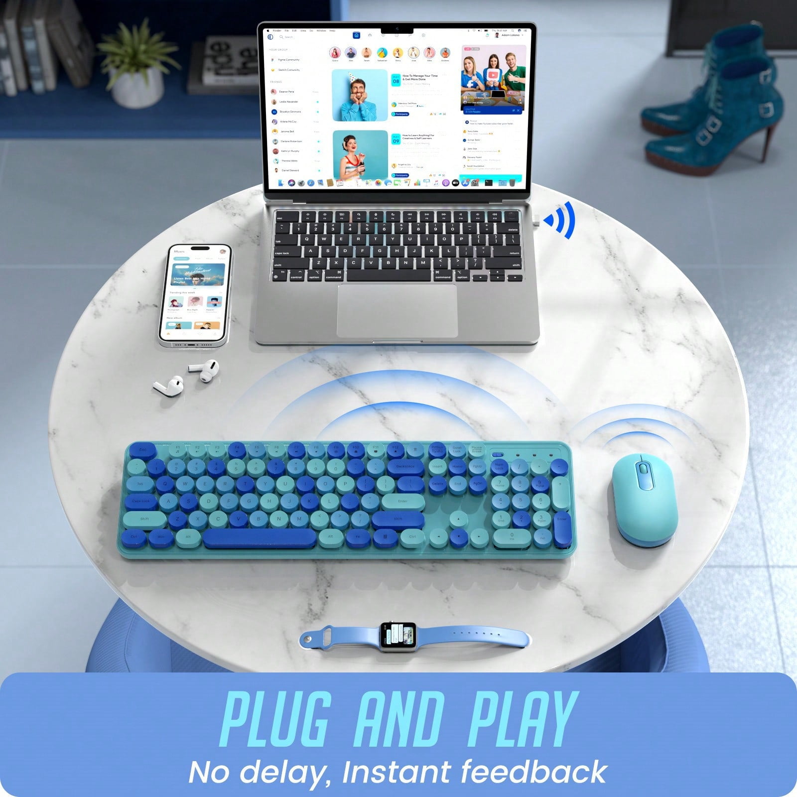 Wireless Keyboard And Mouse, Silent Keyboard Mouse Combo, Full-Sized ...