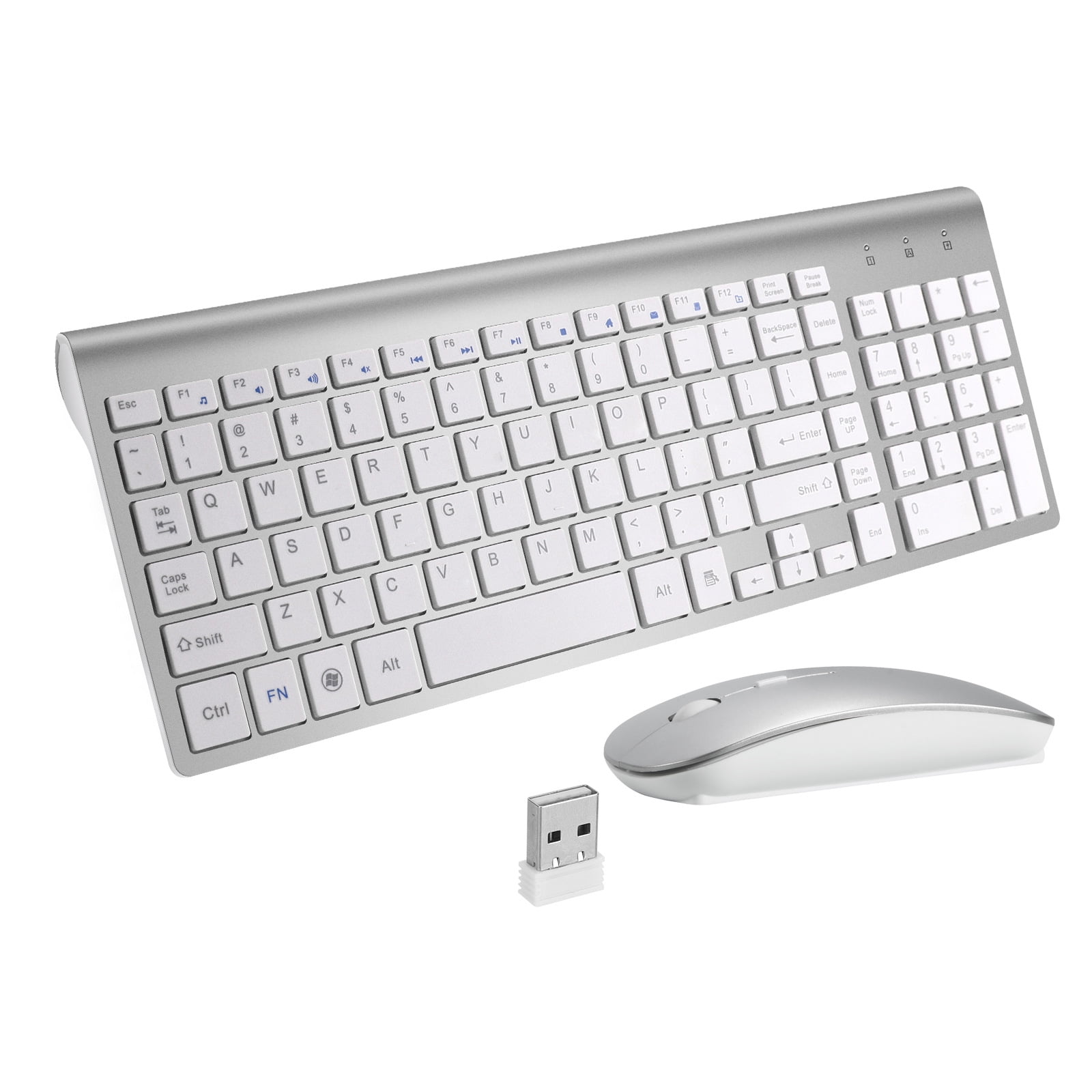 Wireless Keyboard and Mouse Ultra Slim Combo, 2.4G Silent Compact USB ...