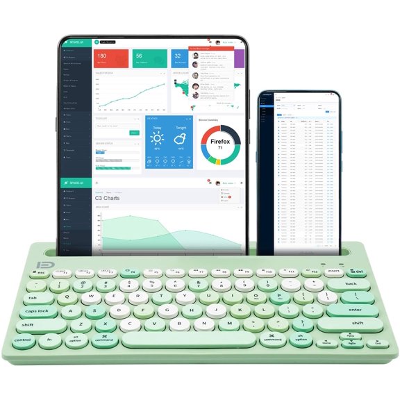 Wireless Keyboard Multi-Device, Bluetooth & 2.4G Dual Mode for iPad | Switch to 3 Devices with Slot for Cellphone, Tablet, PC, Smart TV, MacBook iOS Android Windows, Green