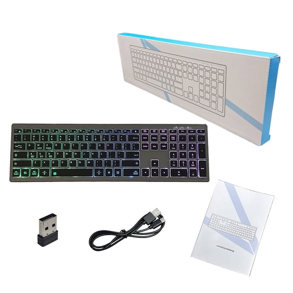 Wireless Keyboard Wireless 110 Keys Wireless Keyboard RGB Backlit BT Connection with Numpad Rechargeable Design