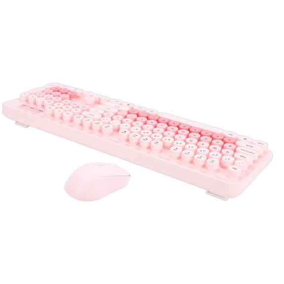 Wireless Keyboard Wireless Keyboard 104 Wireless Cute Keyboard and Mouse 104 Keys Typewriter Style Retro Round Keycaps Keyboard for PC Laptop Desktop